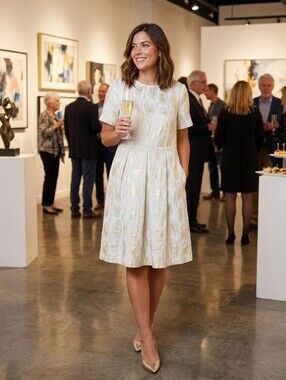 BASLER Gold Leaf Dress NWT